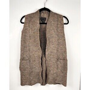 Nanette Lepore 100% Fine Merano Wool Vest Long Tan Size Medium Duster